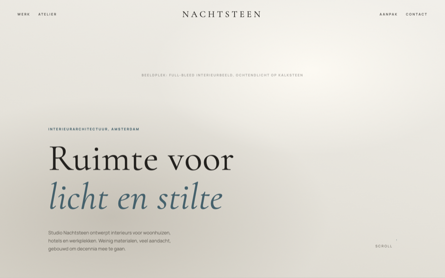 Schermafbeelding van de voorbeeldsite Studio Nachtsteen